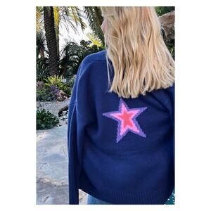 Candace Cameron Bure Star Jacquard Open Front Cardigan Size XS